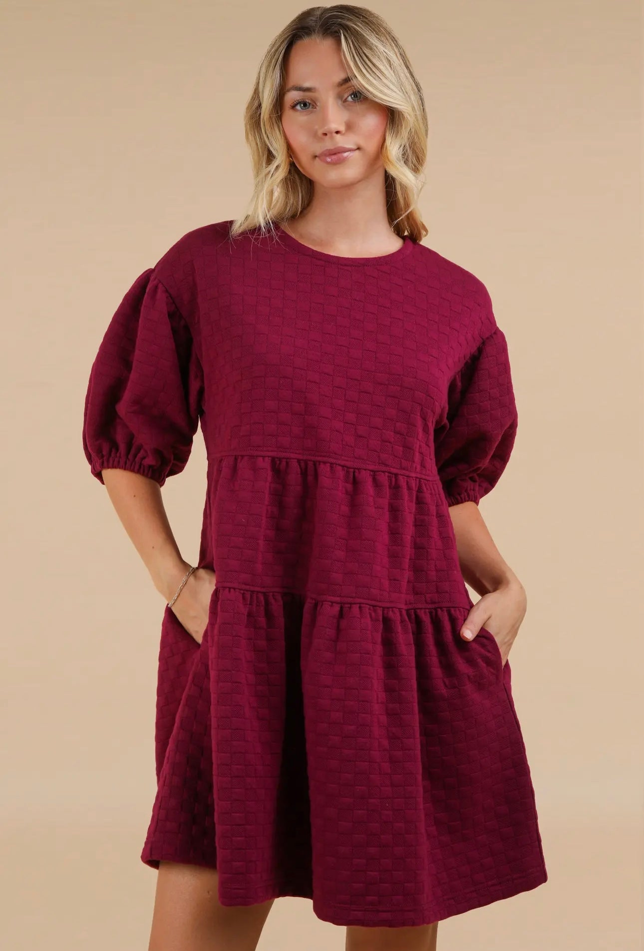 red babydoll dress puff sleeve Angela Puff Sleeve Babydoll Dress Red XS