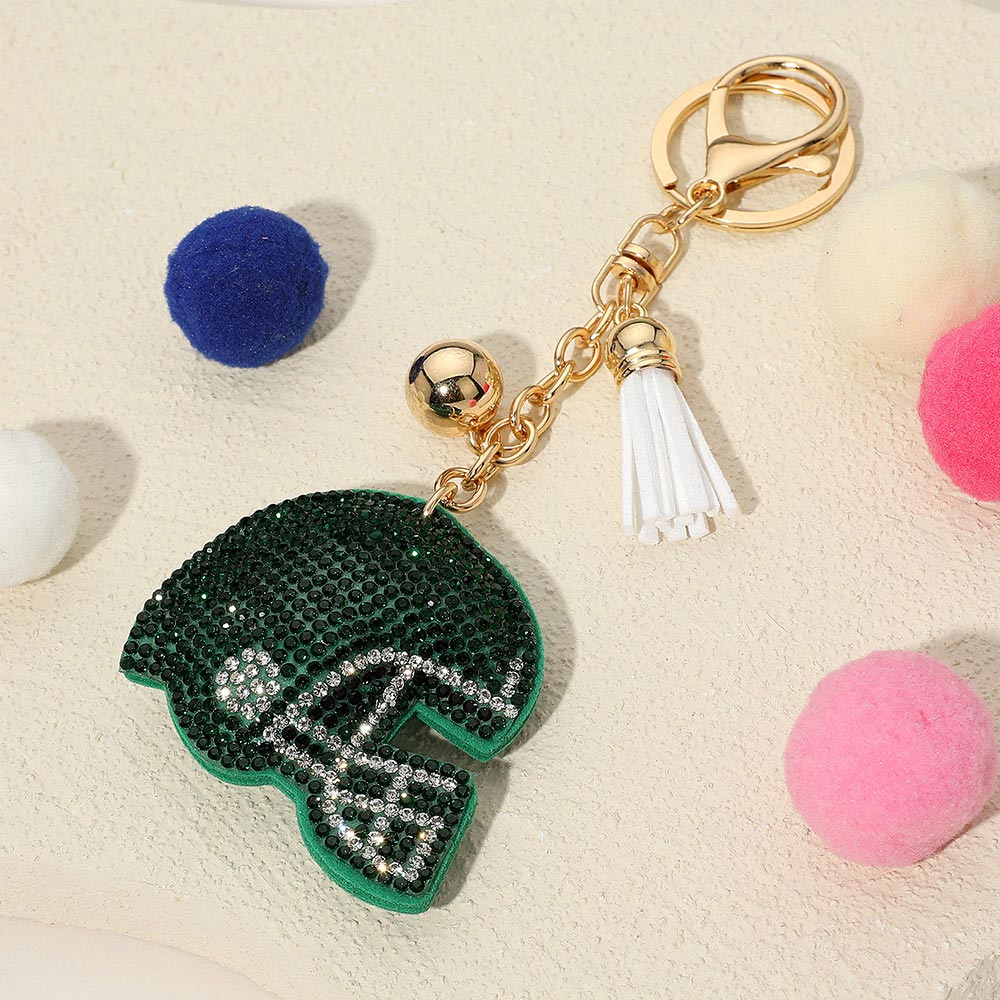 Football Helmet Keychain Green