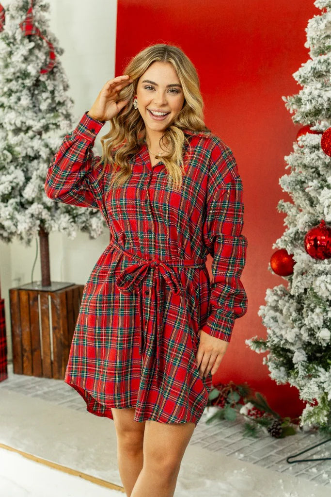 Flannel Dress, Red Red / XL Flannel Dress, Red Red / XL