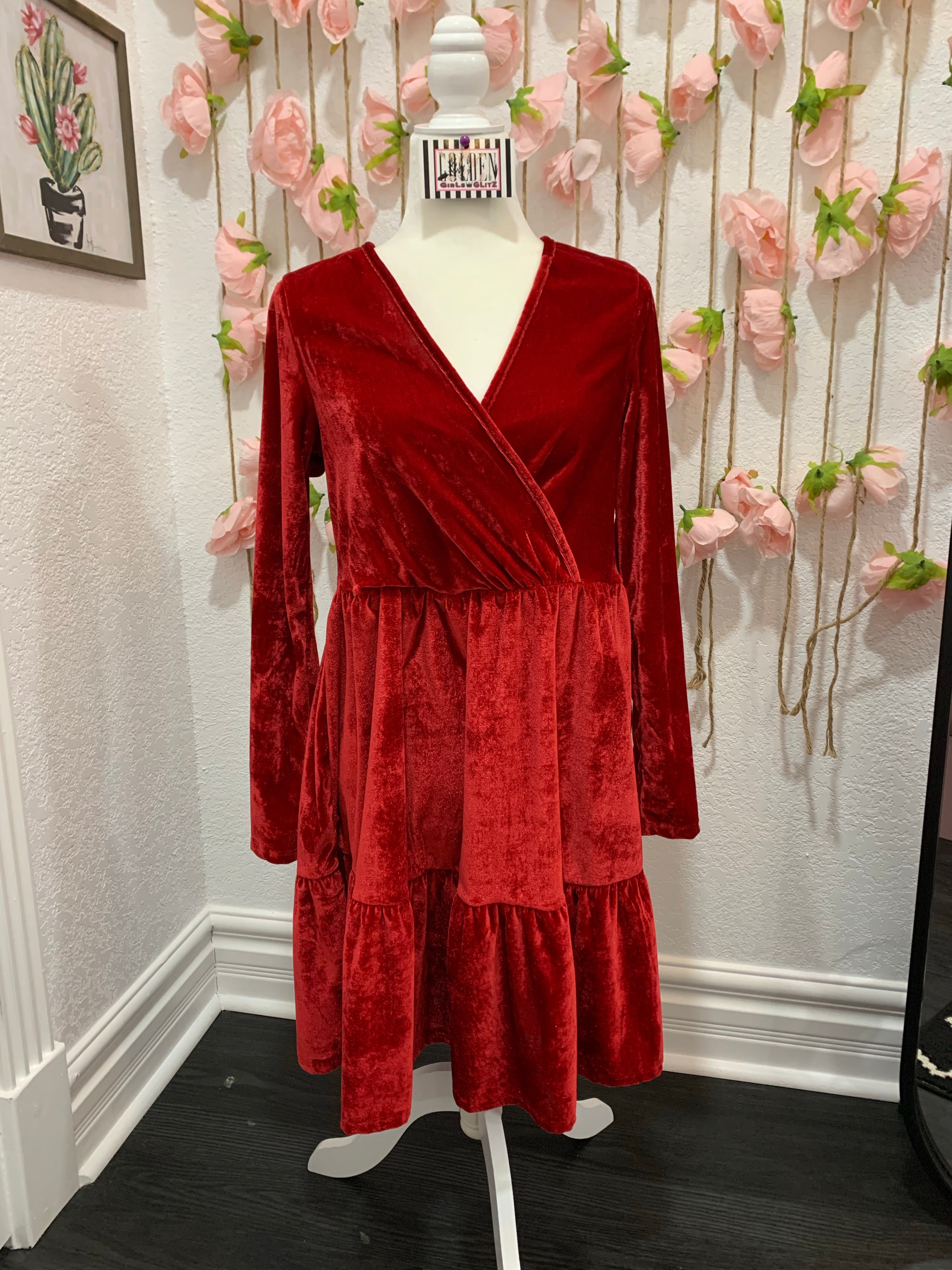 Red Velvet wrap dress Medium Red Velvet wrap dress Medium