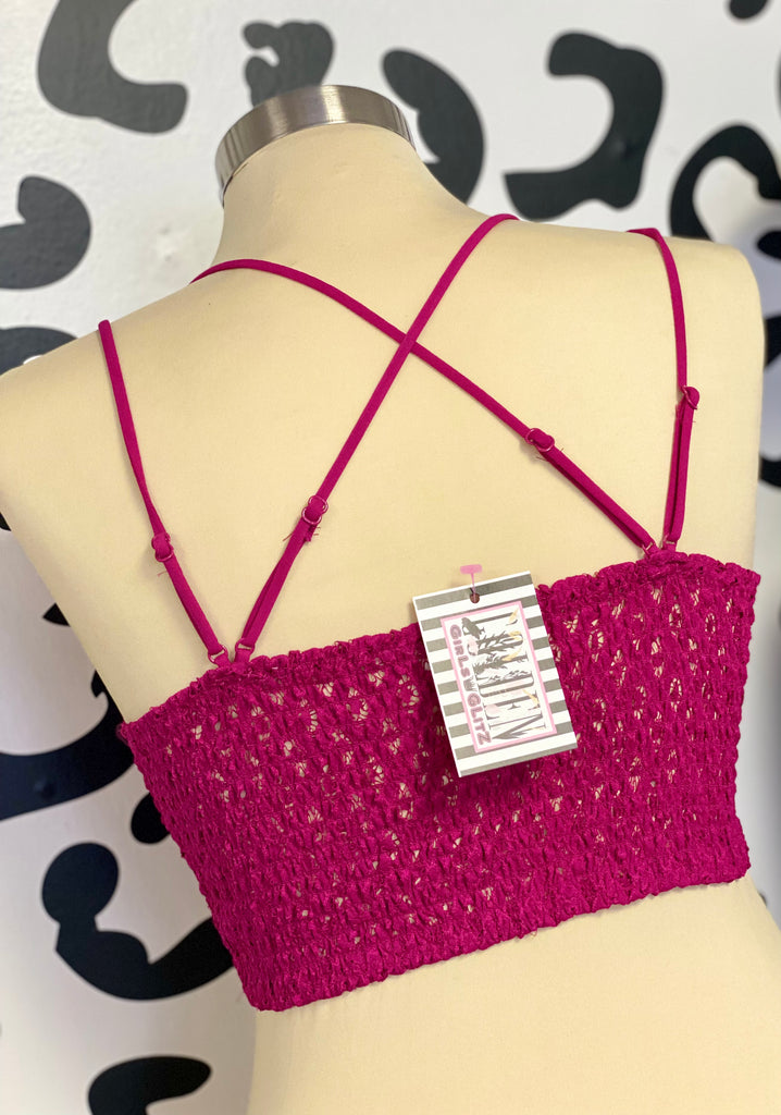SEXY Crochet Lace Bralette With Removeable Bra Pads Diamond Shape Smocking  Back