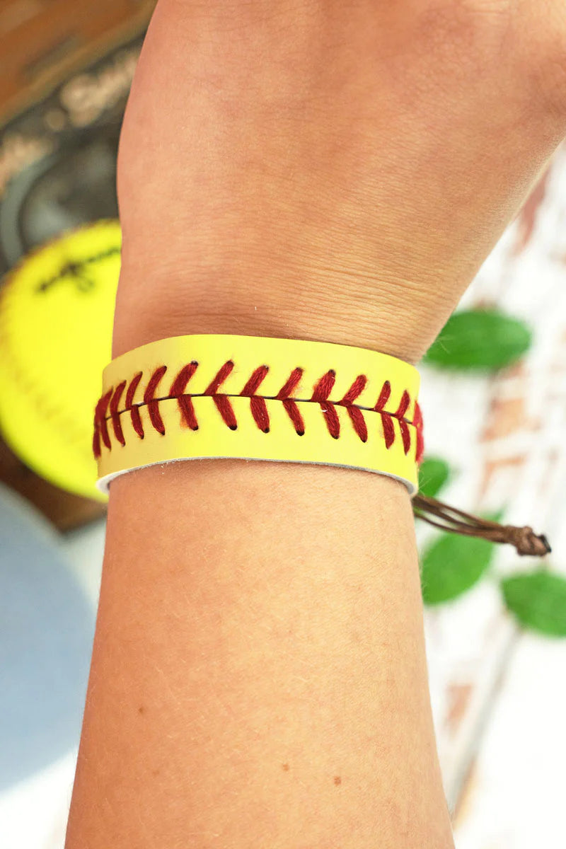 Softball Leatherette Adjustable Bracelet – GoLden GirL GLitZ